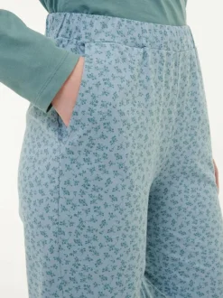 Lange Schlafhose aus Bio-Baumwolle, 91 blumendruck himmelblau, S, GOTS