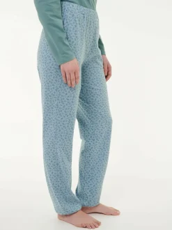 Lange Schlafhose aus Bio-Baumwolle, 91 blumendruck himmelblau, S, GOTS