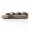 Lounge-Sofa Sereno mit Schlaffunktion inkl. 3 Kissen (70x55 cm), B 320,5 x T 180 cm, Bodennah, Liegeteil links, mit Bezug Wollstoff Tano Natur (79), Buche