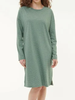 Nachthemd aus Bio-Baumwolle, 96 eucalyptus/natur melange ringel, S, GOTS