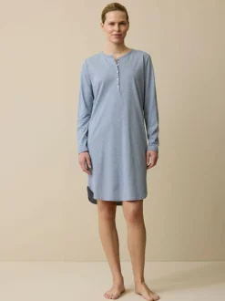 Nachthemd aus Bio-Baumwolle, 89 meerblau/weiß ringel, XS