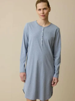 Nachthemd aus Bio-Baumwolle, 89 meerblau/weiß ringel, XS