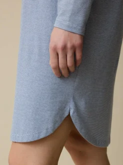 Nachthemd aus Bio-Baumwolle, 89 meerblau/weiß ringel, XS