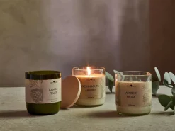 Natürliche Rapswachskerze WINTERREISE im rezyklierten Glas, Baumwolldocht, 325 ml, H 9,5 cm, ø 8,5 cm