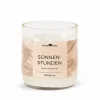 Natürliche Rapswachskerze SONNENSTUNDEN im rezyklierten Glas, Baumwolldocht, 325 ml, H 9,5 cm, ø 8,5 cm