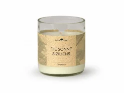 Natürliche Rapswachskerze DIE SONNE SIZILIENS im rezyklierten Glas, Baumwolldocht, 325 ml, H 9,5 cm, ø 8,5 cm