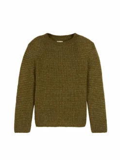 Pullover aus Alpakawolle und Bio-Baumwolle, 48 olive melange, S