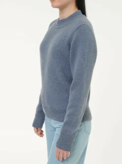 Pullover aus Alpakawolle, 37 stahlblau, M