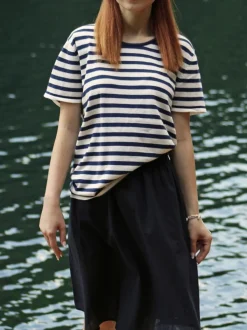 Pullover aus Bio Baumwolle, 55 navy/offwhite ringel, S, GOTS