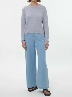 Pullover aus Bio-Baumwolle und Leinen, 84 blau/natur melange, S, GOTS