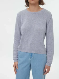 Pullover aus Bio-Baumwolle und Leinen, 84 blau/natur melange, S, GOTS