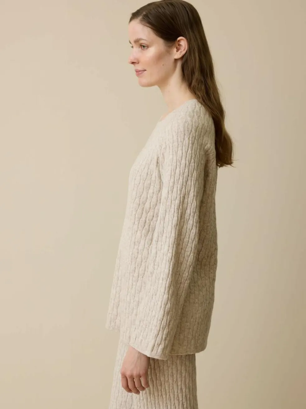 Pullover aus Bio-Baumwolle und Wolle, 44 sand melange, S, GOTS