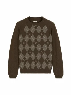 Pullover aus Yakhaar und Schafwolle, 83 yak intarsia mittelbraun/hasel, S