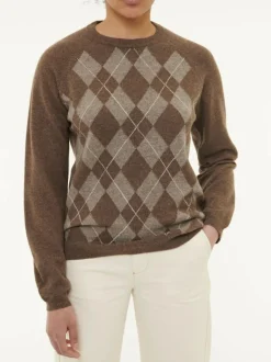 Pullover aus Yakhaar und Schafwolle, 83 yak intarsia mittelbraun/hasel, S