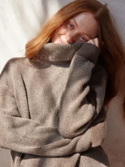 Pullover aus Yakwolle, 63 yak ribstrick/mittelbraun, L