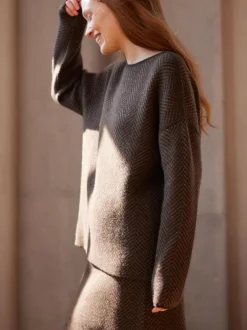 Pullover aus Yakwolle, 80 yak fischgrat, S