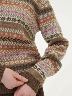 Pullover aus Yakwolle, Wolle und Kamelhaar, 77 yak gemustert rose, S