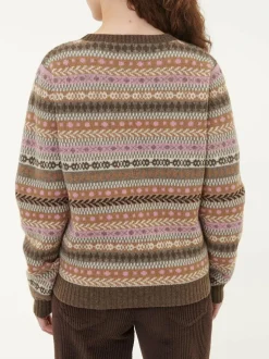 Pullover aus Yakwolle, Wolle und Kamelhaar, 77 yak gemustert rose, S