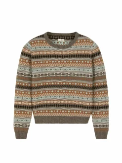 Pullover aus Yakwolle, Wolle und Kamelhaar, 84 yak gemustert eisblau, S