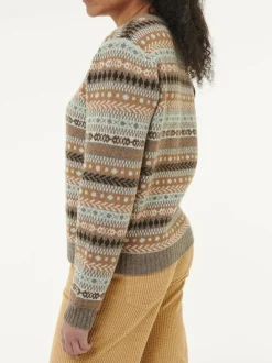 Pullover aus Yakwolle, Wolle und Kamelhaar, 84 yak gemustert eisblau, S