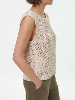 Pullunder aus Bio-Baumwolle, 85 camelie/offwhite, S, GOTS