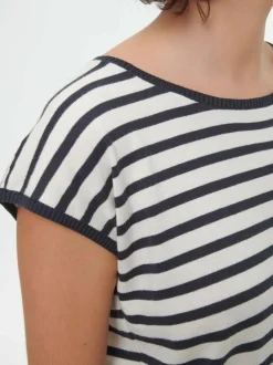 Pullunder aus Bio-Baumwolle, 55 navy/offwhite ringel, S, GOTS