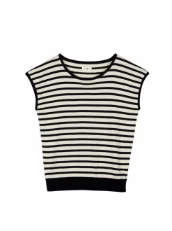 Pullunder aus Bio-Baumwolle, 55 navy/offwhite ringel, S, GOTS