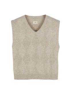 Pullunder aus Bio-Baumwolle und Wolle, 44 sand melange, S, GOTS