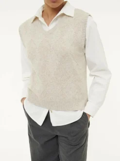 Pullunder aus Bio-Baumwolle und Wolle, 44 sand melange, S, GOTS