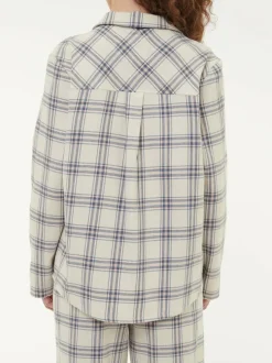 Pyjamahemd aus Bio-Baumwolle, 88 karo perlmutt/blau, S, GOTS