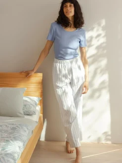 Pyjamahemd aus Bio-Baumwolle, 90 streif weiss/blau, M