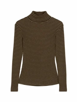 Rollkragenshirt aus Bio Baumwolle, 53 kaktus/light khaki ringel, S, GOTS