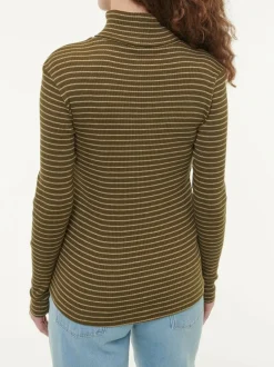 Rollkragenshirt aus Bio Baumwolle, 53 kaktus/light khaki ringel, S, GOTS