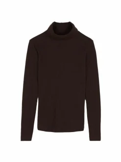 Rollkragenshirt aus Bio Baumwolle/Wolle, 61 chocolate melange, 38, GOTS