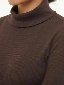 Rollkragenshirt aus Bio Baumwolle/Wolle, 61 chocolate melange, 38, GOTS