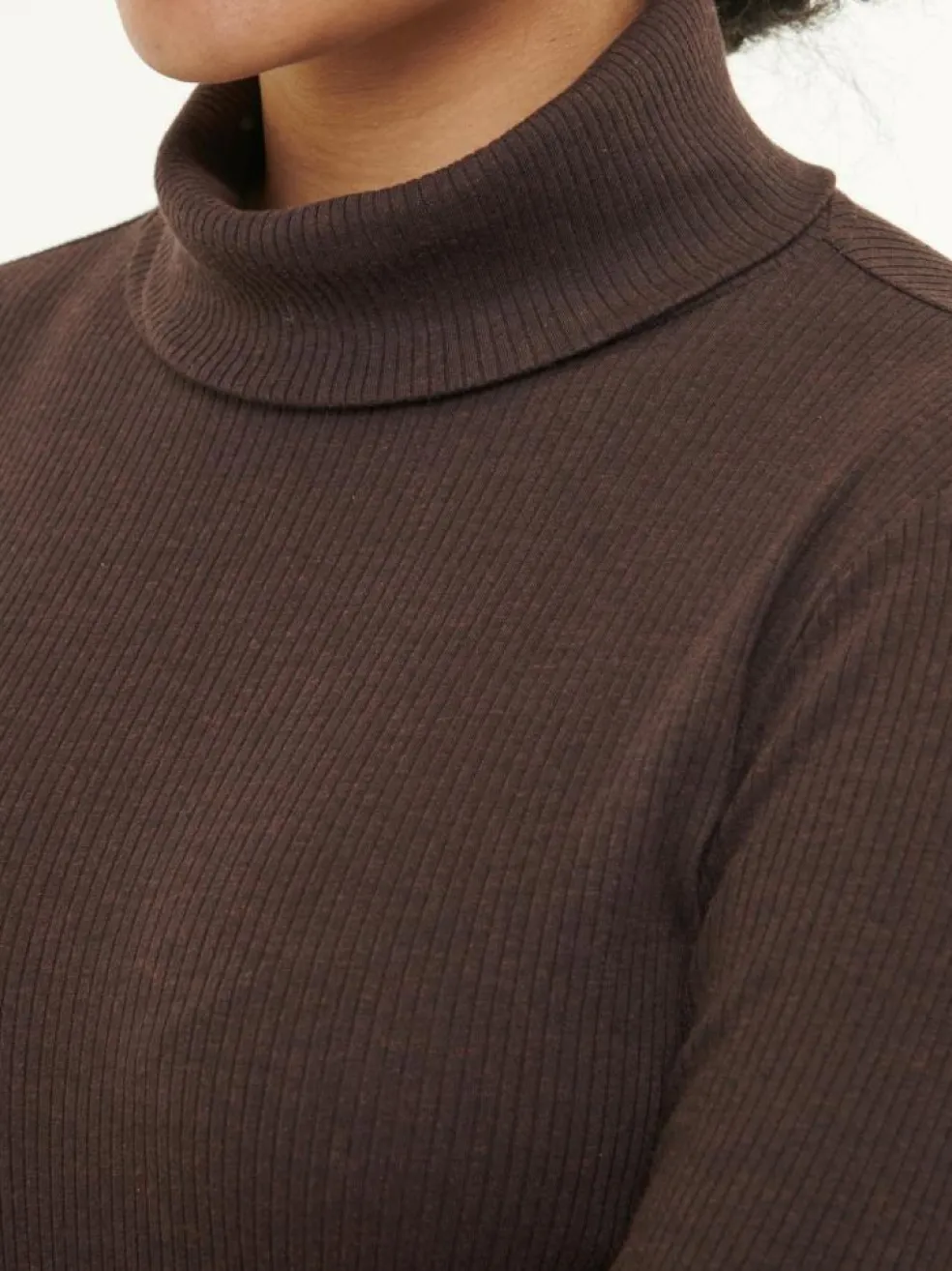 Rollkragenshirt aus Bio Baumwolle/Wolle, 61 chocolate melange, 38, GOTS