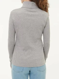 Rollkragenshirt aus Bio Baumwolle/Wolle, 04 grau melange, 38, GOTS