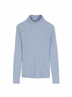 Rollkragenshirt aus Bio Baumwolle/Wolle, 32 lichtblau melange, 38, GOTS