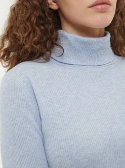 Rollkragenshirt aus Bio Baumwolle/Wolle, 32 lichtblau melange, 38, GOTS