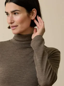 Rollkragenshirt aus Bio Wolle, 62 walnuss melange, M, GOTS