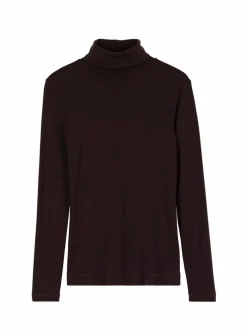 Rollkragenshirt aus Bio Wolle, 08 aubergine, S, GOTS