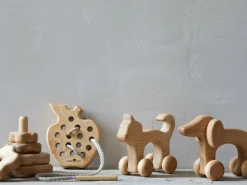 Rolltier Hund aus Eschenholz, 18 x 6 x 12 cm