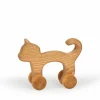 Rolltier Katze aus Eschenholz, 14 x 6 x 11 cm