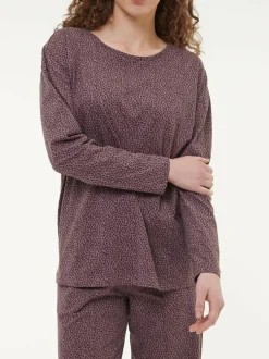 Schlafshirt aus Bio-Baumwolle, 94 blätterdruck aubergine, S, GOTS