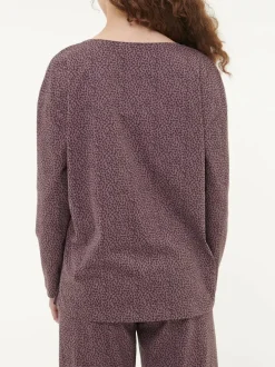 Schlafshirt aus Bio-Baumwolle, 94 blätterdruck aubergine, S, GOTS