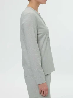 Schlafshirt aus Bio-Baumwolle, 96 salbei/weiss ringel, S, GOTS