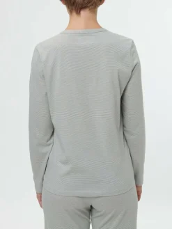 Schlafshirt aus Bio-Baumwolle, 96 salbei/weiss ringel, S, GOTS