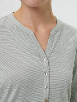 Schlafshirt aus Bio-Baumwolle, 96 salbei/weiss ringel, S, GOTS