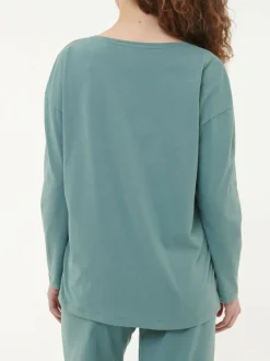 Schlafshirt aus Bio-Baumwolle, 86 blaugrün, S, GOTS