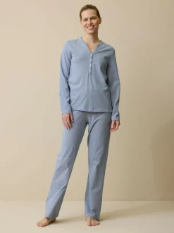 Schlafshirt aus Bio-Baumwolle, 89 meerblau/weiß ringel, S, GOTS